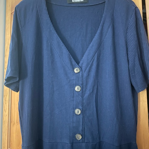 Reformation Navy Blue Ribbed Cardinal Dress - Picture 2 of 4